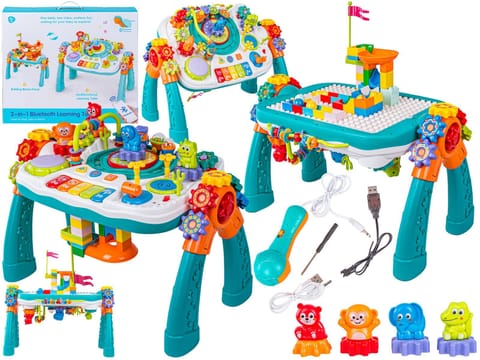 ⁨Multifunkcyjny Edukacyjny Stolik 2w1 Pianinko Ciuchcia Mikrofon Klocki Bluetooth Akumulator⁩ w sklepie Wasserman.eu