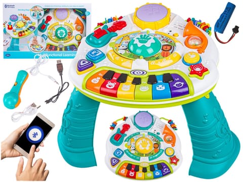 ⁨Multifunkcyjny Edukacyjny Muzyczny Stolik Dla Dzieci Pianinko Mikrofon⁩ w sklepie Wasserman.eu