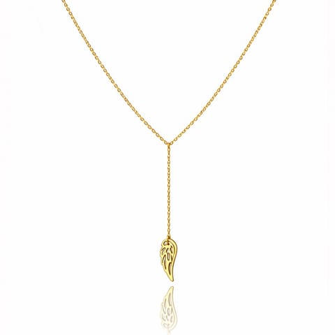 ⁨Długi naszyjnik stal szlachetna pozłacana 14k złotem, skrzydełko ANGEL WINGS NST2239⁩ w sklepie Wasserman.eu