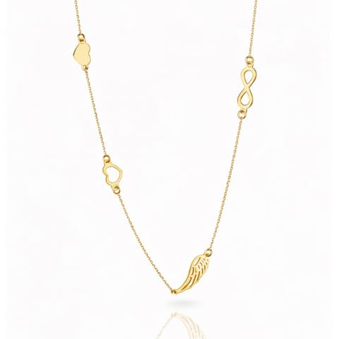 ⁨Naszyjnik stal szlachetna pozłacana 14k złotem, celebrytka skrzydełko, serca NST2255⁩ w sklepie Wasserman.eu