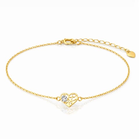 ⁨Bransoletka na rękę stal chirurgiczna pozłacana 14k złotem Celebrytka, ażurowe serce cyrkonia BST1605⁩ w sklepie Wasserman.eu