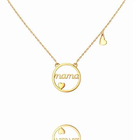 ⁨Naszyjnik stal szlachetna pozłacana 14k złotem, kółko, napis MAMA z sercem NST2246⁩ w sklepie Wasserman.eu