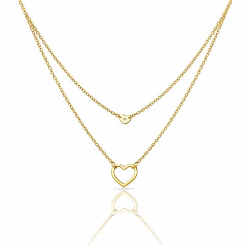 ⁨Podwójny naszyjnik stal szlachetna pozłacana 14k złotem SERCA NST2244⁩ w sklepie Wasserman.eu