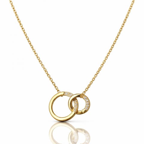 ⁨Naszyjnik stal szlachetna pozłacana 14k złotem zaplecione kółka, cyrkonie NST2249⁩ w sklepie Wasserman.eu