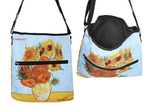 ⁨Torebka z suwakiem i paskiem na ramię - V. van Gogh, Słoneczniki (CARMANI)⁩ w sklepie Wasserman.eu