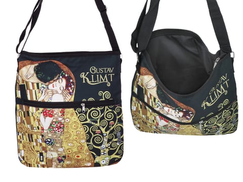 ⁨Torebka z suwakiem i paskiem na ramię - G. Klimt, Pocałunek (CARMANI)⁩ w sklepie Wasserman.eu