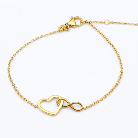 ⁨Bransoletka na rękę stal chirurgiczna pozłacana 14k złotem, serce, nieskończoność BST1604⁩ w sklepie Wasserman.eu