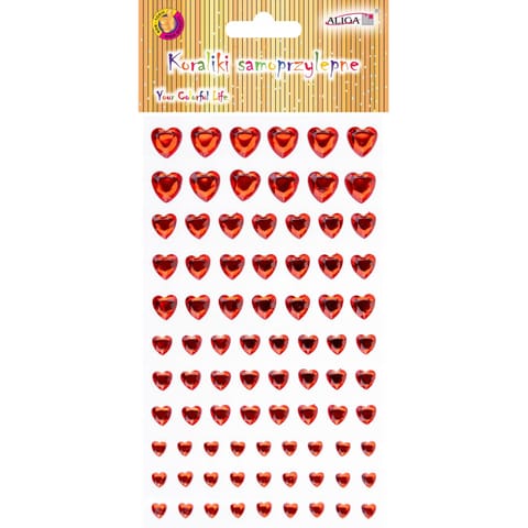 ⁨Dżety kryształki samoprzylepne mix rozmiarów serca 9,5x15,5cm JET-3231 ALIGA⁩ w sklepie Wasserman.eu