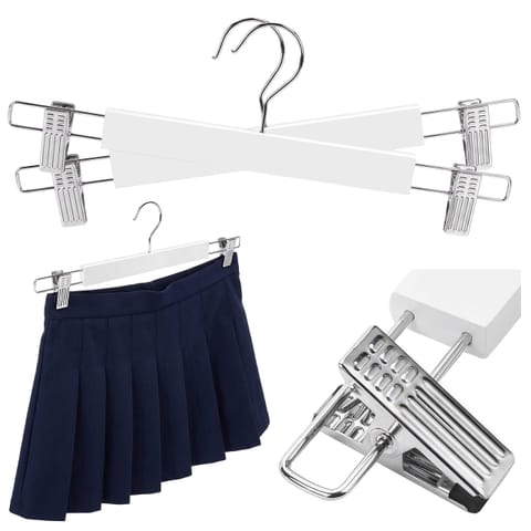 ⁨Wieszak drewniany na spódnice 2 sztuki biały⁩ w sklepie Wasserman.eu