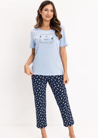 ⁨PIŻAMA REGINA DAMSKA 733 NIE XXL-3XL (kolor niebieski, rozmiar XXL)⁩ w sklepie Wasserman.eu