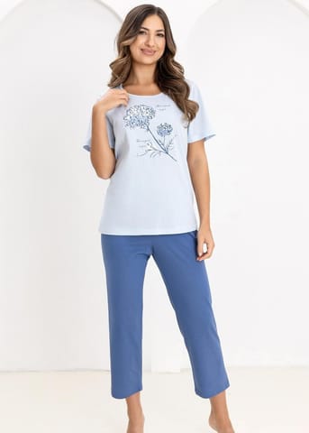 ⁨PIŻAMA REGINA DAMSKA 734 NIEBIESKI (kolor niebieski, rozmiar M)⁩ w sklepie Wasserman.eu