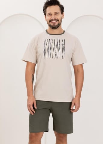 ⁨PIŻAMA REGINA MĘSKA 500 BEŻ (kolor beż, rozmiar L)⁩ w sklepie Wasserman.eu