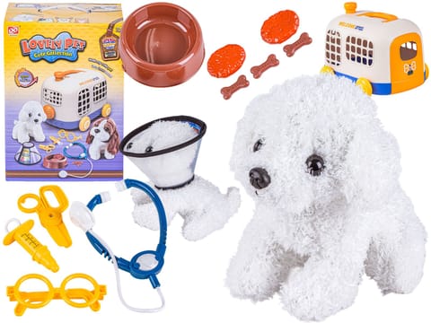 ⁨Zestaw Małego Weterynarza Transporter Dla Psa + Akcesoria Klatka Dla Zwierząt Weterynarz Doktor Pies Pluszak⁩ w sklepie Wasserman.eu