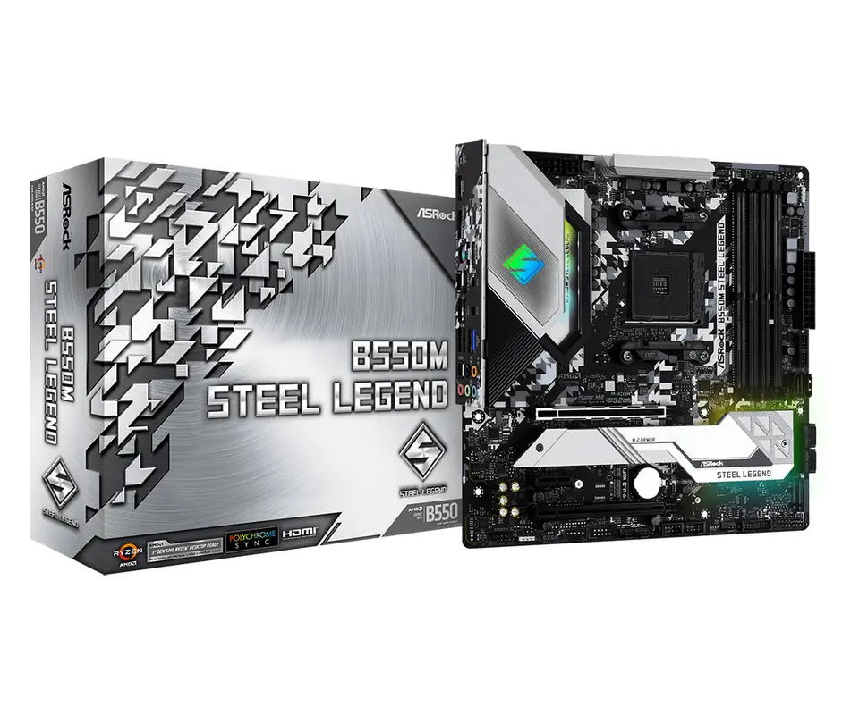 ⁨Asrock B550M Steel Legend Socket AM4 micro ATX AMD  B550⁩ at Wasserman.eu