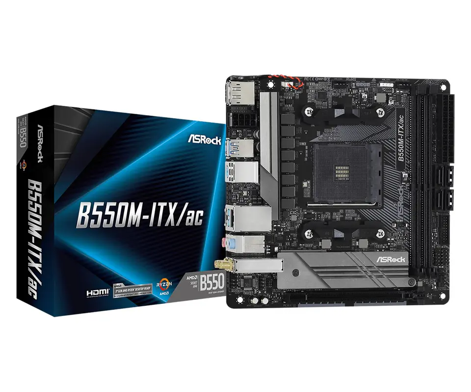 ⁨Asrock B550M-ITX/ac Socket AM4 mini ITX AMD  B550⁩ at Wasserman.eu