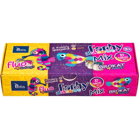 ⁨Farby plakatowe mix fluo/brokat 10ml. 10 kolorów KF004-C TETIS⁩ w sklepie Wasserman.eu
