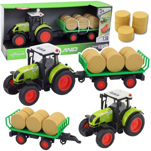 ⁨Traktor Farmerski Rolniczy Przyczepa Bale Siana Zielony 1:16⁩ w sklepie Wasserman.eu