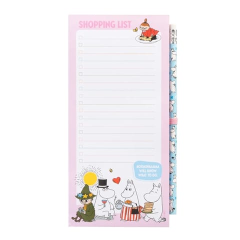⁨Muminki - Magnetyczny notatnik / lista zakupów na lodówkę + ołówek (10 x 21 cm)⁩ w sklepie Wasserman.eu