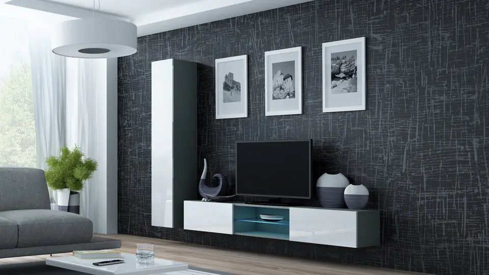 ⁨Cama Living room cabinet set VIGO 21 grey/white gloss⁩ at Wasserman.eu