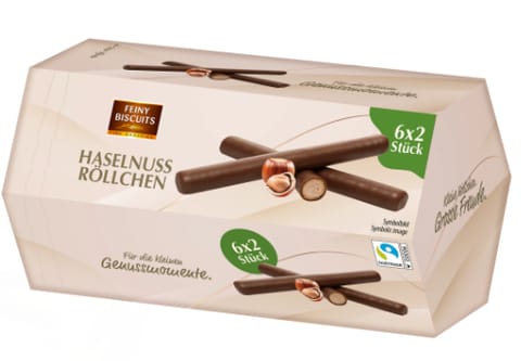 ⁨Feiny Biscuits Rurki Waflowe z Kremowym Nadzieniem Orzechowym 150 g (6x25g)⁩ w sklepie Wasserman.eu