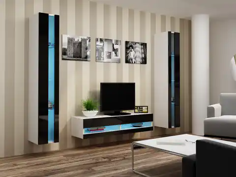 ⁨Cama Living room cabinet set VIGO NEW 12 white/black gloss⁩ at Wasserman.eu