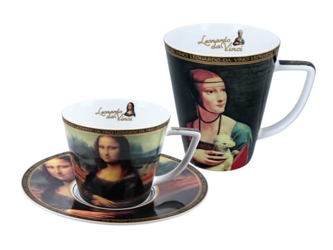 ⁨Kpl. filiżanka i kubek - L. da Vinci, Mona Lisa, Dama z łasiczką (CARMANI)⁩ w sklepie Wasserman.eu