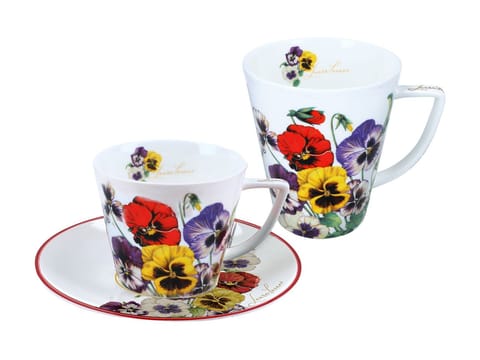 ⁨Kpl. filiżanka i kubek - Bratki kolorowe (CARMANI)⁩ w sklepie Wasserman.eu