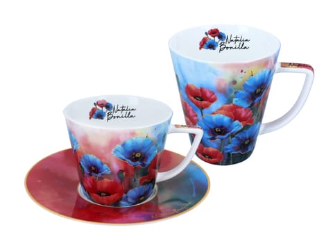⁨Kpl. filiżanka i kubek - N. Bonilla, Niebieskie maki  (CARMANI)⁩ w sklepie Wasserman.eu