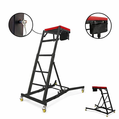 ⁨Wysokie siedzisko montażowe BITUXX, regulowane, na kółkach, 200 kg⁩ w sklepie Wasserman.eu