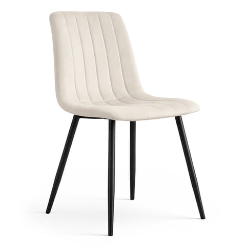 ⁨Welurowe krzesło tapicerowane pikowane Beżowe LIVO Czarne nogi⁩ w sklepie Wasserman.eu