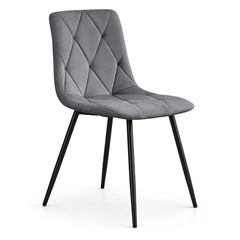 ⁨Welurowe krzesło tapicerowane pikowane Ciemny Grafit MILO Czarne nogi⁩ w sklepie Wasserman.eu
