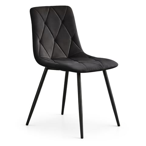 ⁨Welurowe krzesło tapicerowane pikowane Czarne MILO Czarne nogi⁩ w sklepie Wasserman.eu