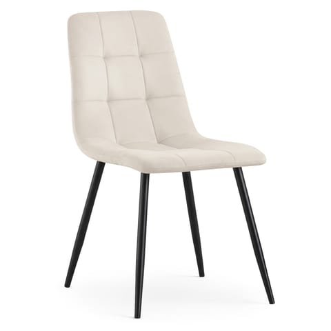 ⁨Welurowe krzesło tapicerowane pikowane Beżowe NERO Czarne nogi⁩ w sklepie Wasserman.eu