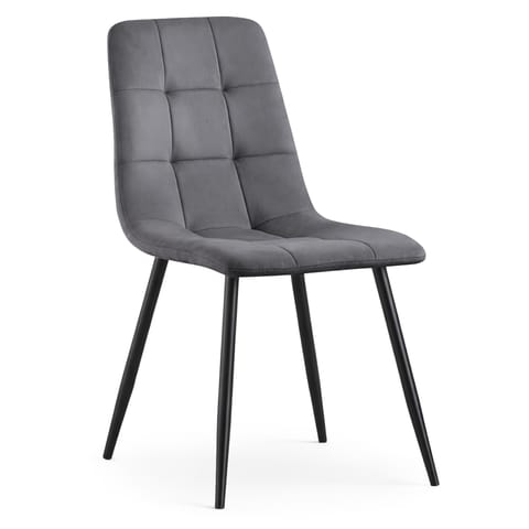 ⁨Welurowe krzesło tapicerowane pikowane Ciemny Grafit NERO Czarne nogi⁩ w sklepie Wasserman.eu