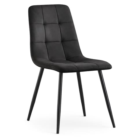 ⁨Welurowe krzesło tapicerowane pikowane Czarne NERO Czarne nogi⁩ w sklepie Wasserman.eu