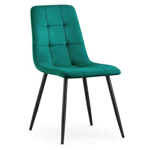 ⁨Welurowe krzesło tapicerowane pikowane Butelkowa Zieleń NERO Czarne nogi⁩ w sklepie Wasserman.eu