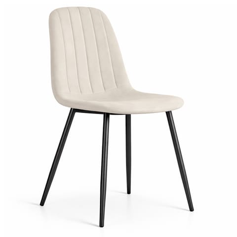 ⁨Welurowe krzesło tapicerowane pikowane Beżowe LUMO Czarne nogi⁩ w sklepie Wasserman.eu