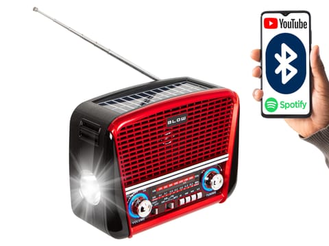 ⁨Radio przenośne analogowe  AM/FM BT BLOW RA17 solarne czerwone⁩ w sklepie Wasserman.eu