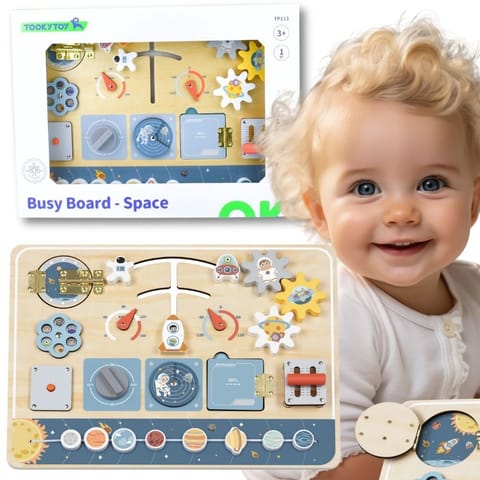 ⁨TOOKY TOY Drewniana Tablica Edukacyjna Montessori Astronauta Statek Kosmiczny⁩ w sklepie Wasserman.eu