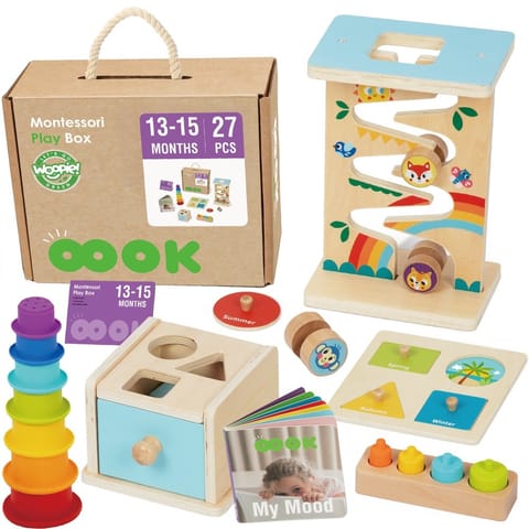 ⁨WOOPIE GREEN Pudełko Box 6w1 13-15m Montessori Edukacyjne Sensoryczne FSC⁩ w sklepie Wasserman.eu