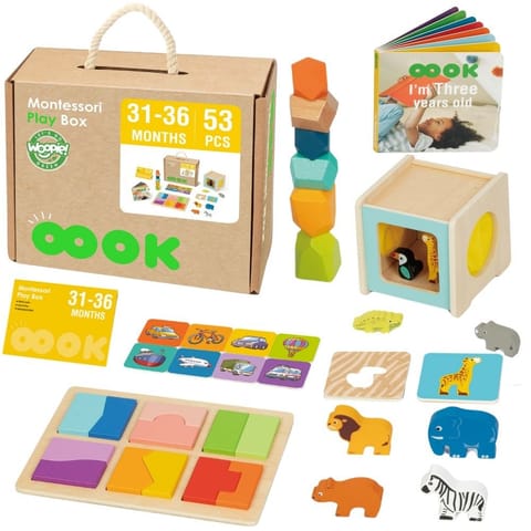 ⁨WOOPIE GREEN Box Pudełko XXL Montessori Edukacyjne 7w1 Sensoryczne 31-36 Mies. FSC⁩ w sklepie Wasserman.eu