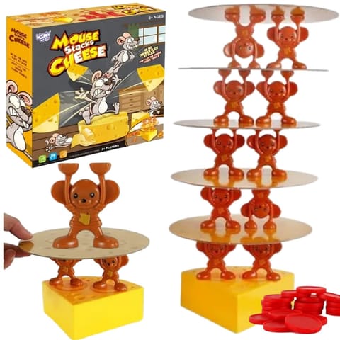 ⁨WOOPIE Gra Rodzinna  Zrecznościowa "Serowa Wieża" Balansujące Myszki⁩ w sklepie Wasserman.eu