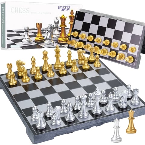 ⁨WOOPIE Szachy Magnetyczne Przenośne Złote Srebrne⁩ w sklepie Wasserman.eu