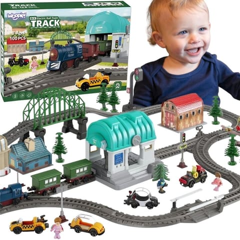 ⁨WOOPIE Pociąg Elektryczny Kolejka Tor XXL Ciuchcia Lokomotywa Zestaw Miasteczko 108 el.⁩ w sklepie Wasserman.eu