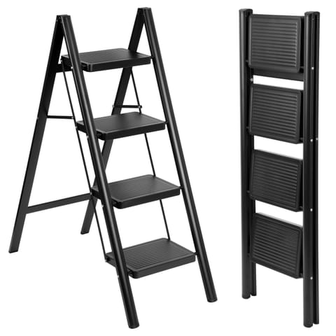 ⁨Drabinka 4-stopniowa metalowa EASYSTEP składana⁩ w sklepie Wasserman.eu