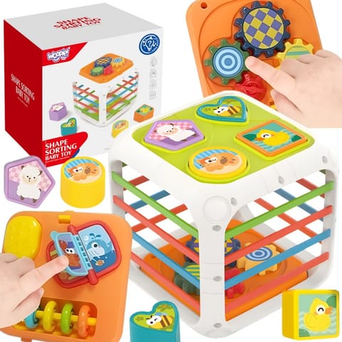 ⁨WOOPIE Kostka Edukacyjna Sorter 4w1 Kształty 18m+⁩ w sklepie Wasserman.eu