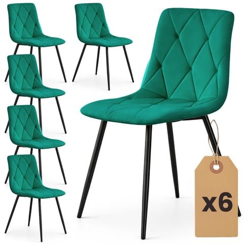 ⁨6x Welurowe krzesło tapicerowane pikowane Butelkowa Zieleń MILO Czarne nogi⁩ w sklepie Wasserman.eu