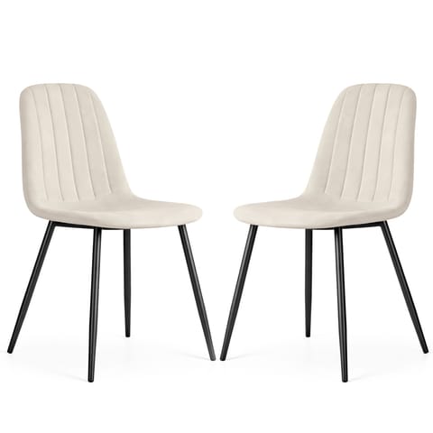 ⁨2x Welurowe krzesło tapicerowane pikowane Beżowe LUMO Czarne nogi⁩ w sklepie Wasserman.eu