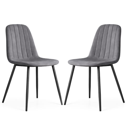 ⁨2x Welurowe krzesło tapicerowane pikowane Ciemny Grafit LUMO Czarne nogi⁩ w sklepie Wasserman.eu