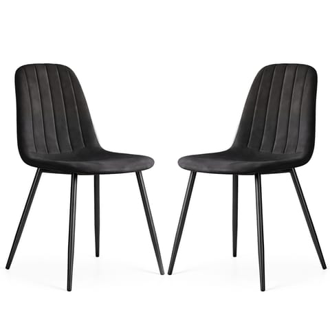 ⁨2x Welurowe krzesło tapicerowane pikowane Czarne LUMO Czarne nogi⁩ w sklepie Wasserman.eu